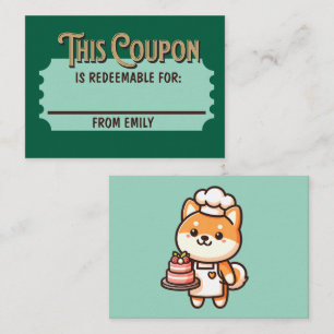 Custom Redeemable Ticket Gift Shiba Cake Coupon Note Card
