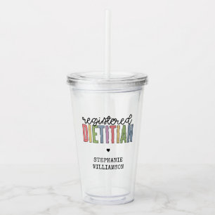 Custom Registered Dietitian Multicolored RD Acrylic Tumbler