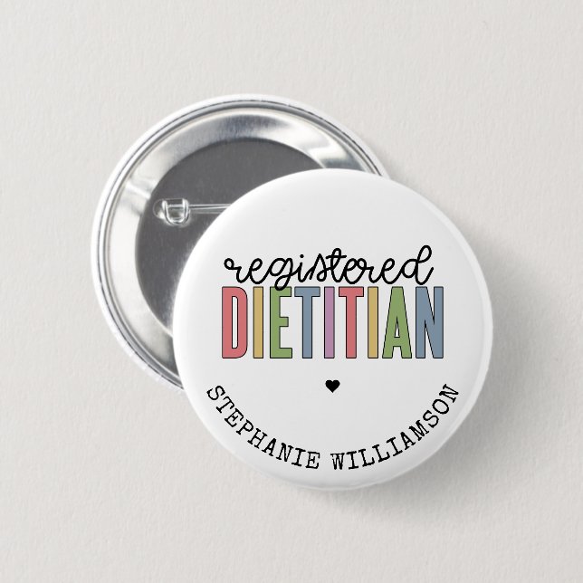 Custom Registered Dietitian Multicolored RD  Button (Front & Back)