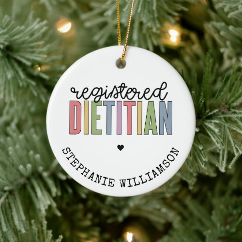 Custom Registered Dietitian Multicolored RD Ceramic Ornament