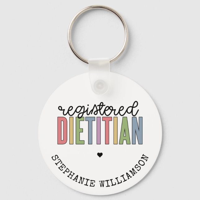 Custom Registered Dietitian Multicolored RD Keychain (Front)
