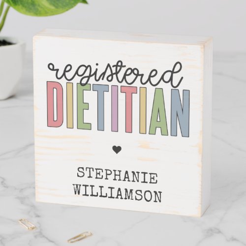 Custom Registered Dietitian Multicolored RD Wooden Box Sign