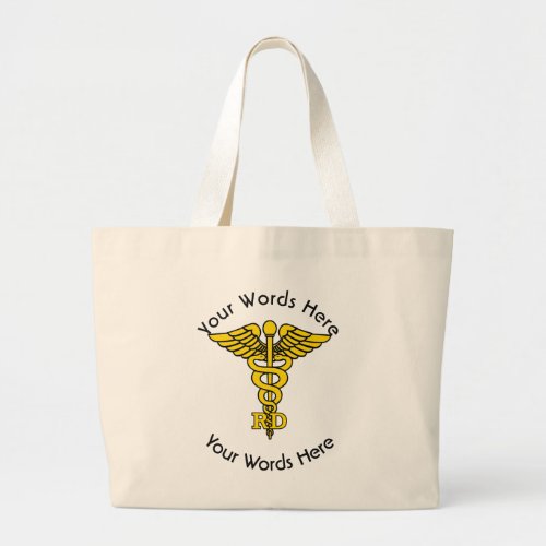 Custom Registered Dietitian RD Caduceus Large Tote Bag