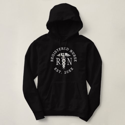 Custom Registered Nurse Graduate Black Caduceus Hoodie