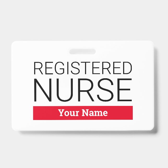 Custom registered nurse name badge with clip (Front)