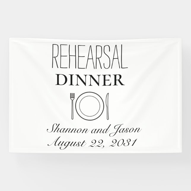 Custom Rehearsal Dinner Paper Party Banner (Horizontal)