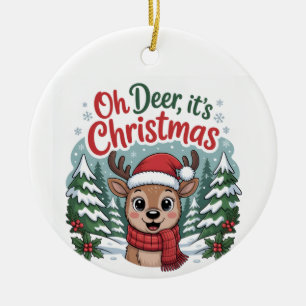 Custom reindeer seasonal Christmas  Ceramic Ornament