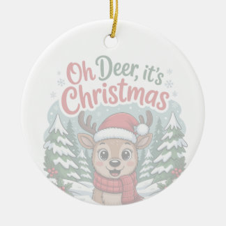 Custom reindeer seasonal Christmas Ceramic Ornament