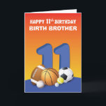 Custom Relation Birth Brother Boy 11th Birthday Sp Card<br><div class="desc">Now that some boy’s 11th birthday is just around the corner,  you should ready this card as early as now. This colorful and fun card has a personalizable relationship. So whether for a nephew or a cousin,  this card is it.</div>