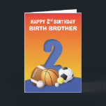 Custom Relation Birth Brother Boy 2nd Birthday Spo Card<br><div class="desc">This card works for any relation since the front is customizable. You can personalize this for a birth brother or any other child that you want to greet a happy 2nd birthday.</div>