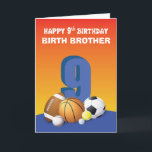 Custom Relation Birth Brother Boy 9th Birthday Spo Card<br><div class="desc">Bounce around some fun birthday greeting balls for a special boy that is celebrating a 9th birthday. The only way you can do that is by giving him this card. This also comes with a personalized relationship on the front.</div>