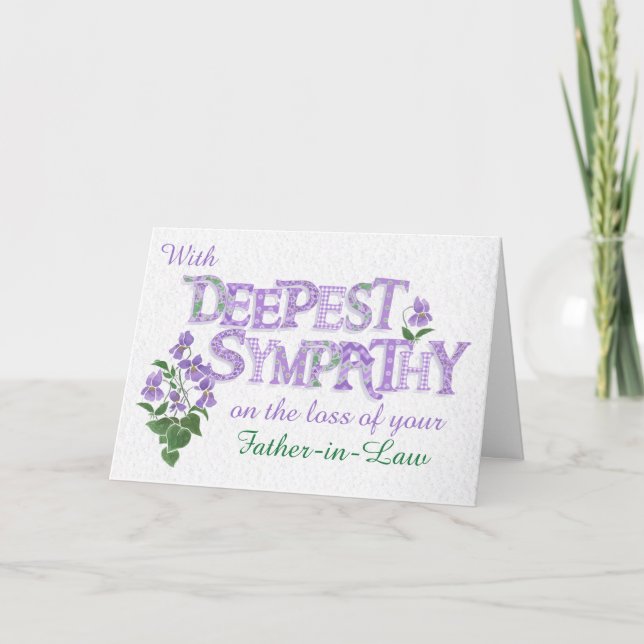 Custom Relation Deepest Sympathy with Violets Card (Front)