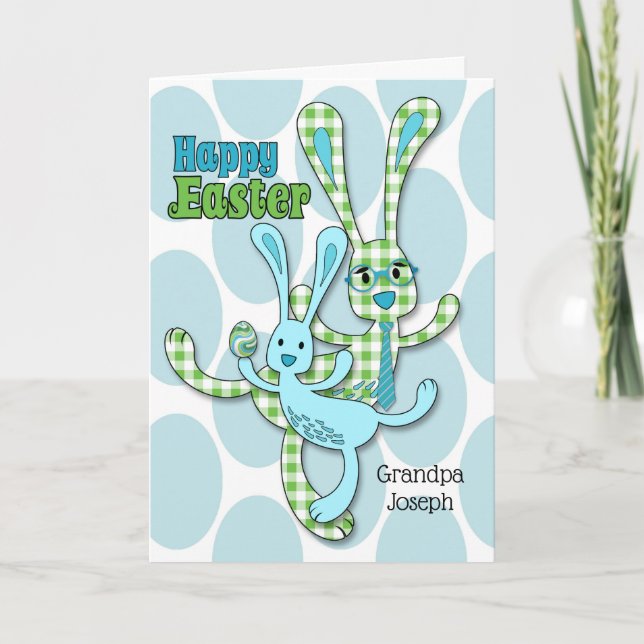 Custom Relation Easter in Green and Blue Holiday Card (Front)