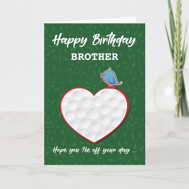 Custom Relation Golf Sports Heart Birthday Card (Front)