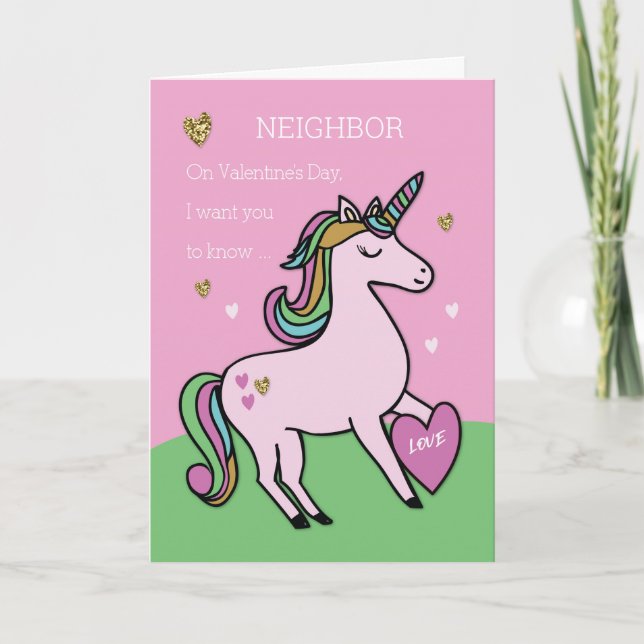 Custom Relation, Magical Unicorn Valentine's Day Card (Front)