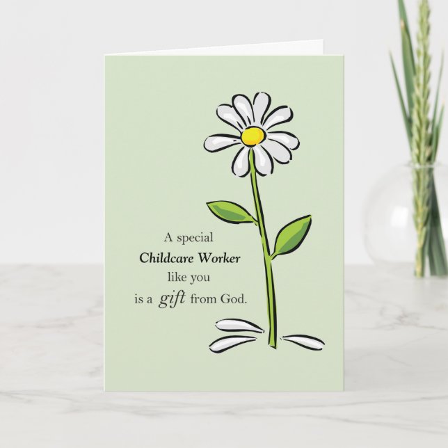 Custom Relation, Thank You, Religious Green Daisy You Card (Front)