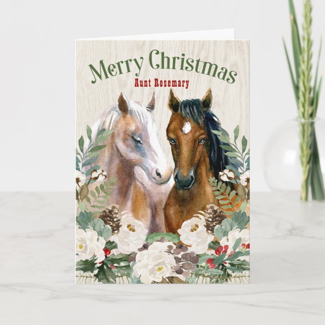 Custom Relation Western Themed Horse Christmas Holiday Card (Front)