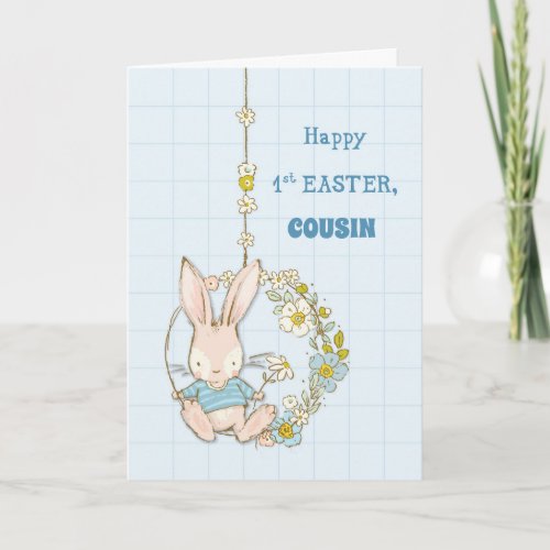 Custom Relationship Cousin First Easter Bunny Card