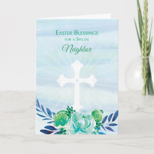 Custom Relationship Teal Blue Flowers Easter Holiday Card