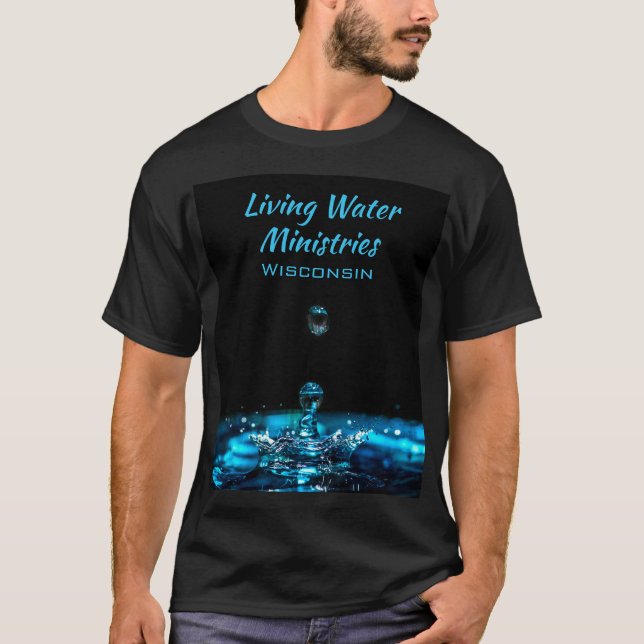 Custom Religious Ministry Blue Black Water T-Shirt (Front)