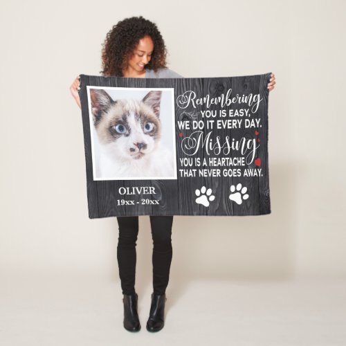 Custom Remembering You Memorial Quote For Cat Fleece Blanket