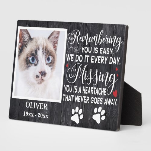 Custom Remembering You Memorial Quote For Cat Plaque
