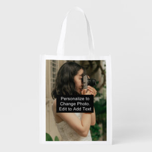 Custom Replace Photo Artwork Add Slogan Reusable Grocery Bag