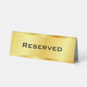 Custom Reserved Text Glamorous Faux Gold Template Table Tent