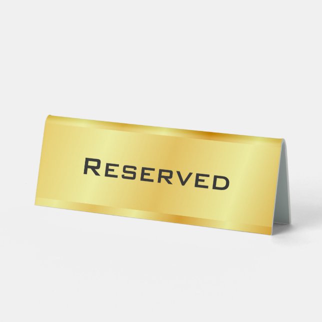 Custom Reserved Text Glamorous Faux Gold Template Table Tent (Front)
