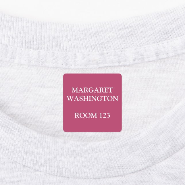 Custom Residential Home Pink Iron On Clothing Labels (Affixed)