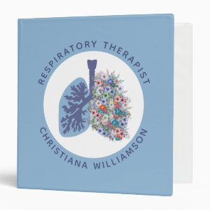 Custom Respiratory Therapist Floral Lungs Gift 3 Ring Binder