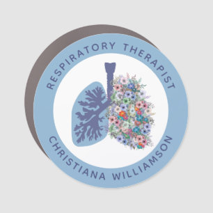 Custom Respiratory Therapist Floral Lungs Gift Car Magnet