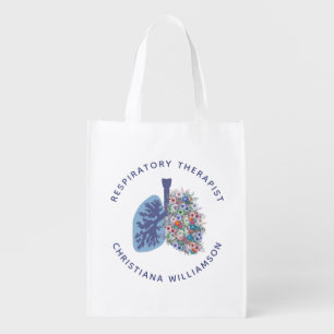 Custom Respiratory Therapist Floral Lungs Gift Grocery Bag