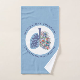 Custom Respiratory Therapist Floral Lungs Gift Hand Towel