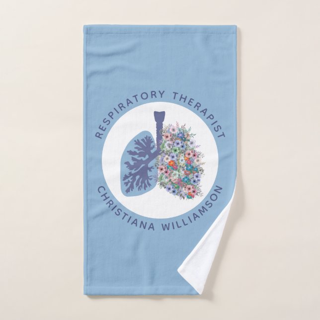 Custom Respiratory Therapist Floral Lungs Gift Hand Towel (Hand Towel)