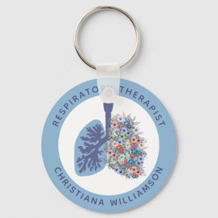 Custom Respiratory Therapist Floral Lungs Gift Keychain