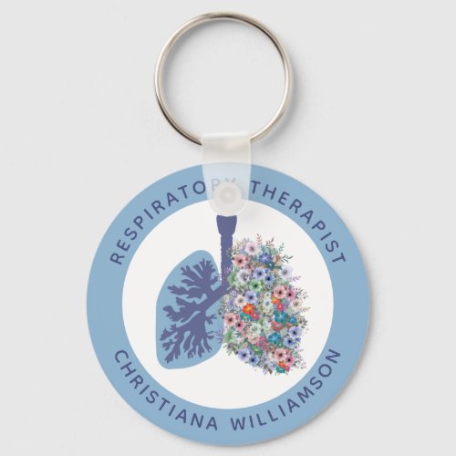 Custom Respiratory Therapist Floral Lungs Gift Keychain