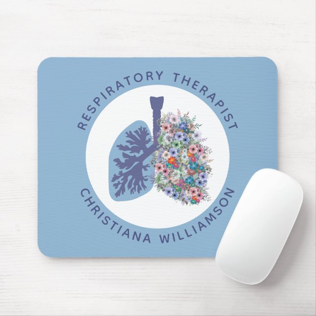 Custom Respiratory Therapist Floral Lungs Gift Mouse Pad (With Mouse)