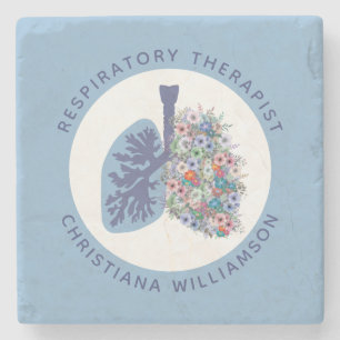 Custom Respiratory Therapist Floral Lungs Gift Stone Coaster
