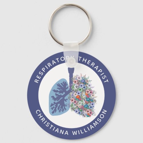 Custom Respiratory Therapist Floral Lungs Keychain
