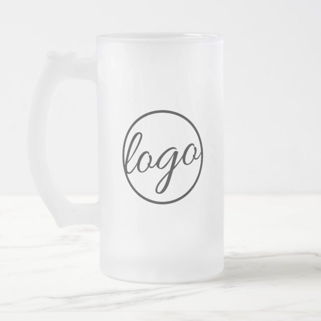 Custom Restaurant Business Bar Logo Frosted Glass Beer Mug (Left)