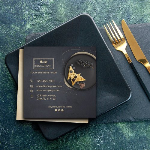 Custom restaurant card  Black modern photo 