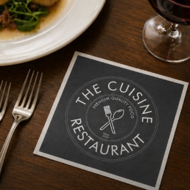 Custom Restaurant Logo Modern Square  Napkins (Custom Restaurant Logo Modern Square Napkins)