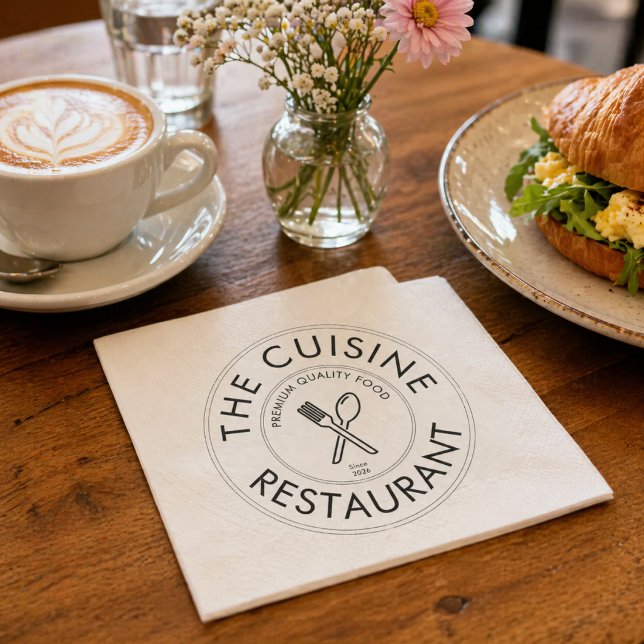 Custom Restaurant Logo Modern Square  Napkins (Custom Restaurant Logo Modern Square Napkins)