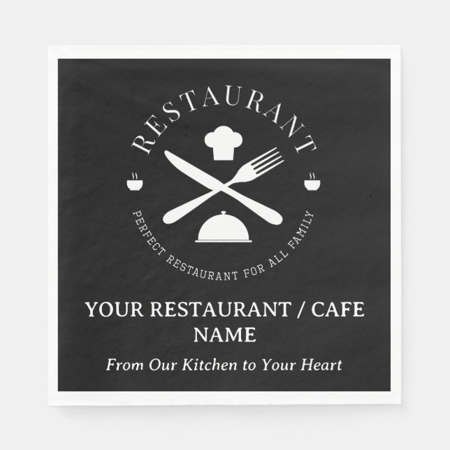 Custom Restaurant or Cafe or Diner Black Napkins (Front)