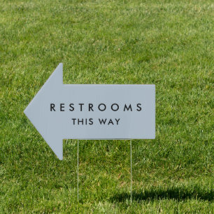 Custom Restrooms This Way Wedding Dusty Blue Arrow Sign