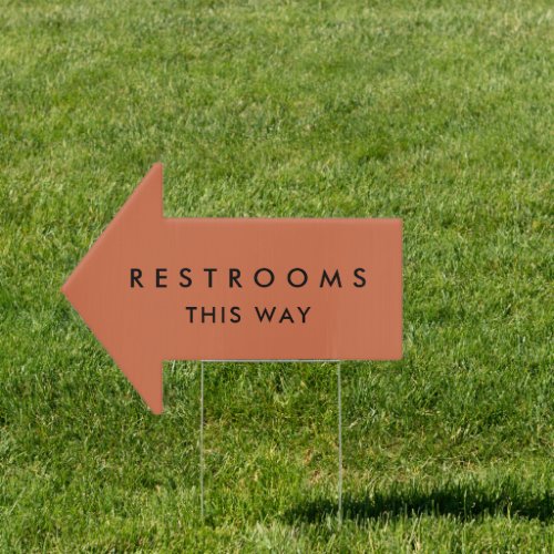 Custom Restrooms This Way Wedding Terracotta Arrow Sign