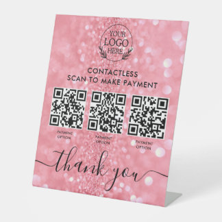 Custom Retail Pedestal Sign with Multi-QR Code Pay