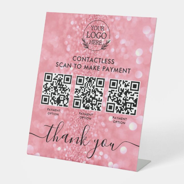 Custom Retail Pedestal Sign with Multi-QR Code Pay (Front)