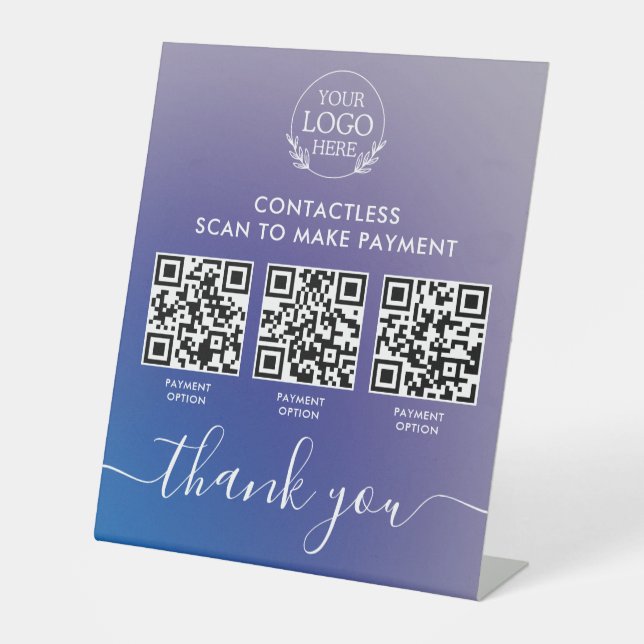 Custom Retail Pedestal Sign with Multi-QR Code Pay (Front)